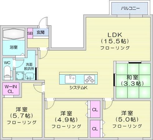 幌平橋駅 徒歩20分 3階の物件間取画像